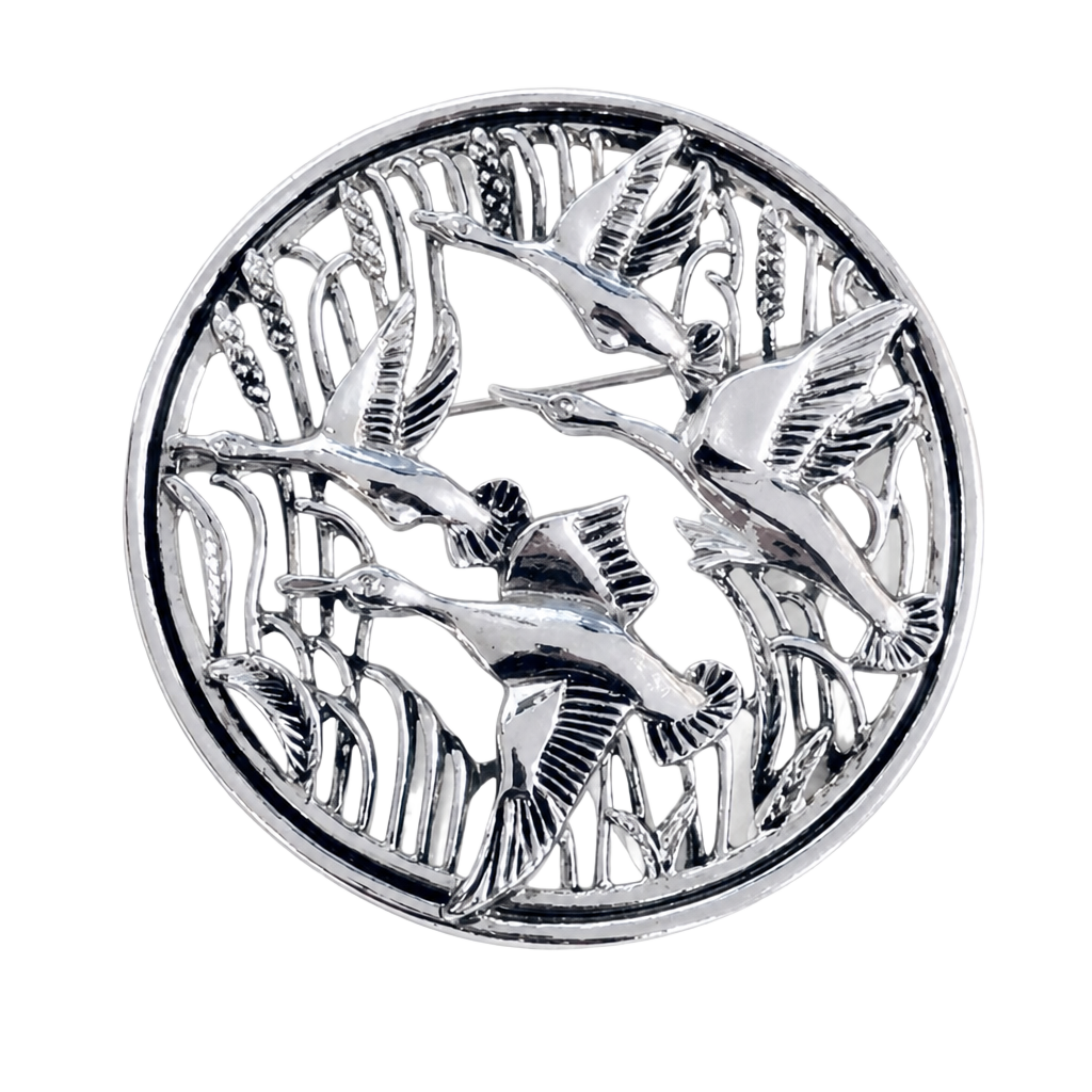 Vintage 1967 Saran Coventry “Birds In Flight” Convertible Brooch/Pendant Silver 1