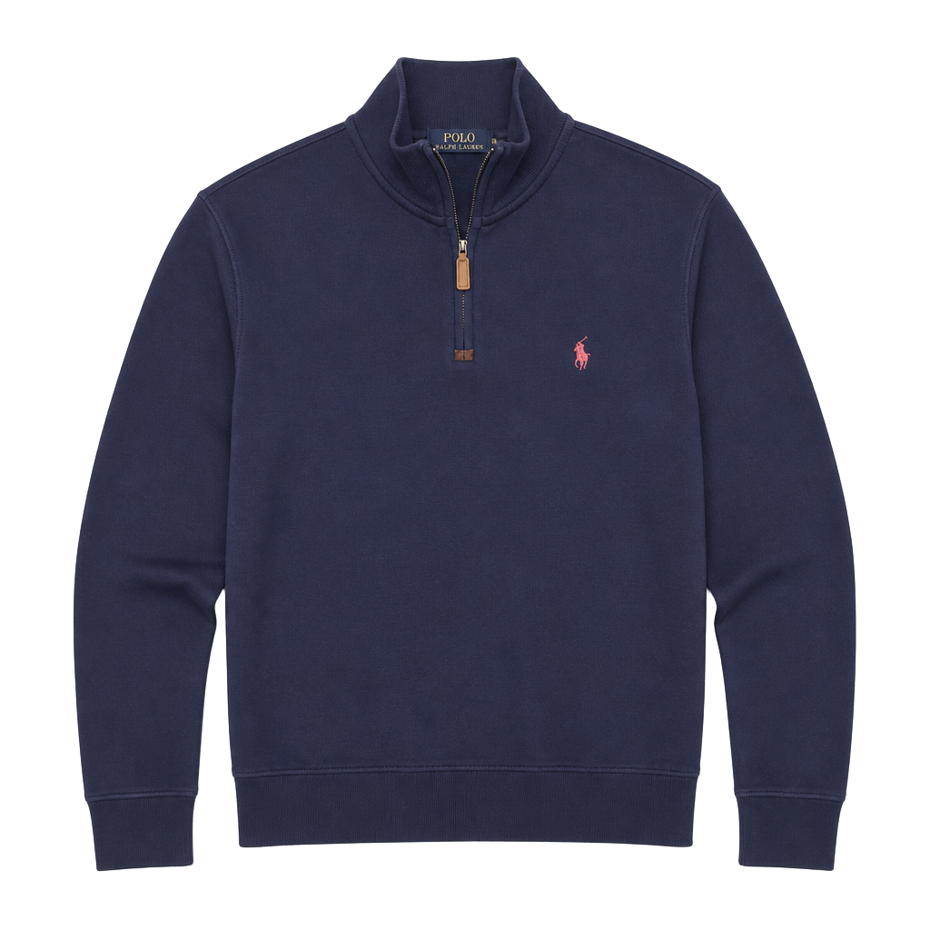 Polo Ralph Lauren Navy Knit Mock Neck 1/4 Zip Pullover Sweater M 1