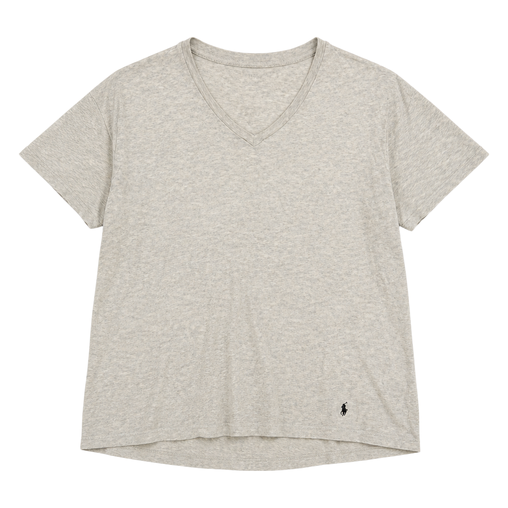 Polo Ralph Lauren Classic Fit Gray V-Neck Jersey Cotton Logo Tee Size L 1
