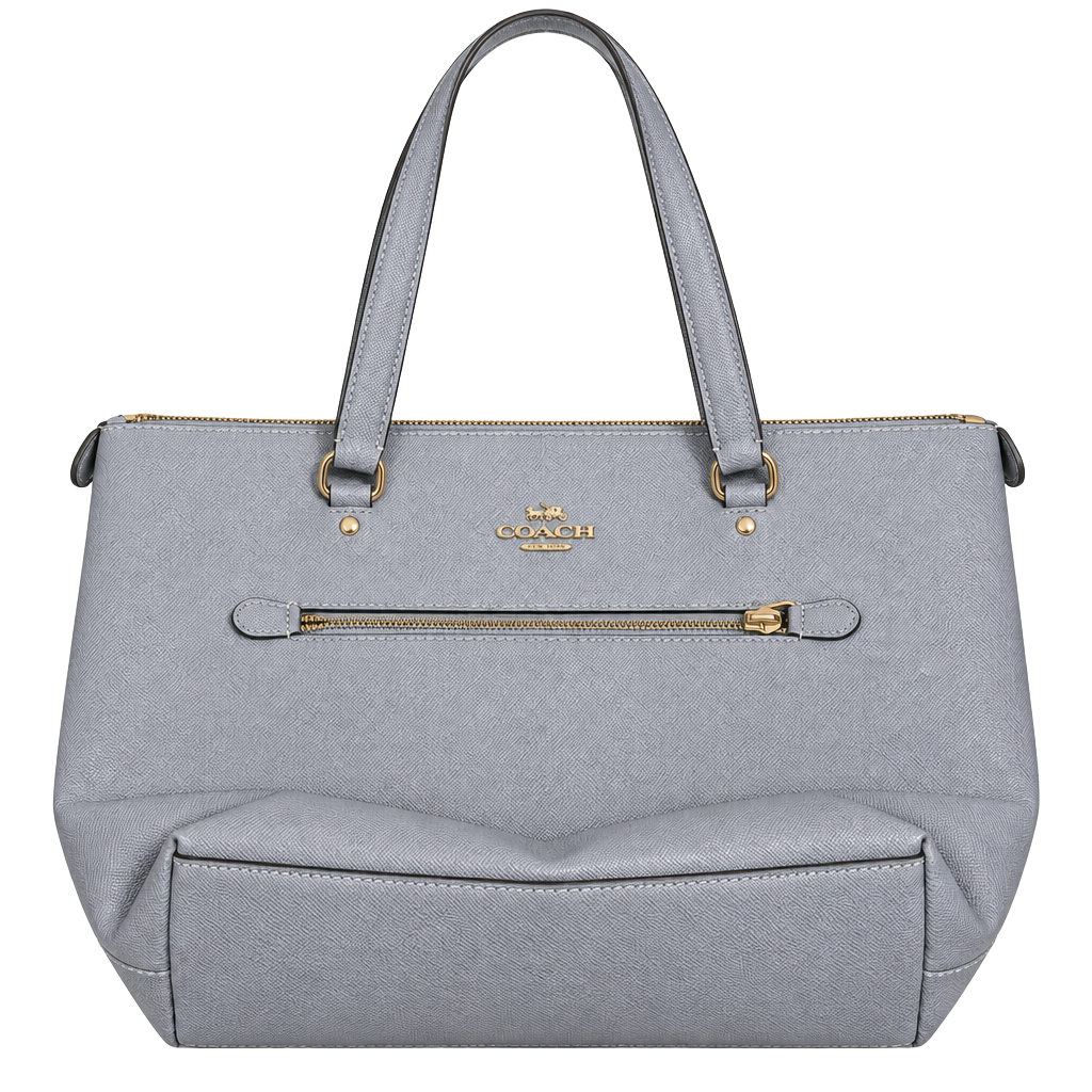 Coach F79608 Gallery Tote Bag Blue Crossgrain Leather Silver Hardware 1