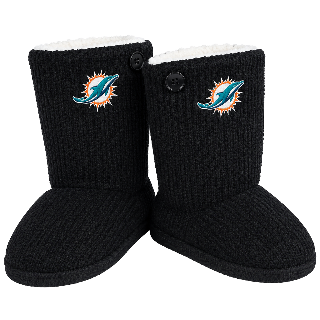 NFL Miami Dolphins Knit Button Boots Black 1