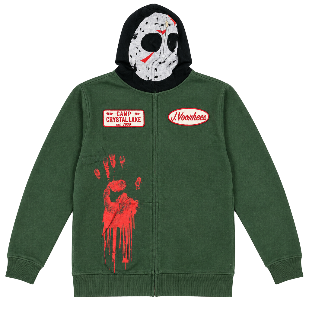 Friday The 13th Jason Full Zip Hoodie Size Medium Green 1