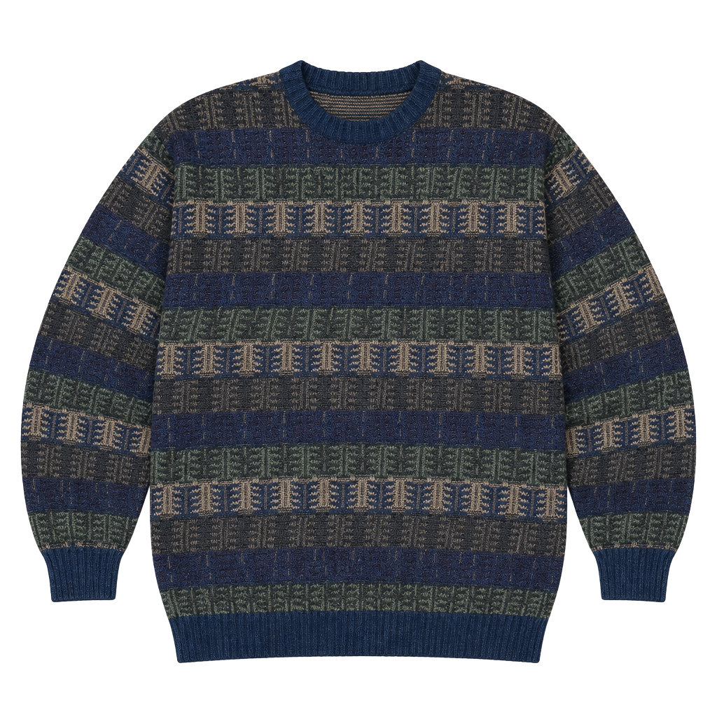 Towncraft Crewneck Sweater Size Large Geometric Patterned Knit 1