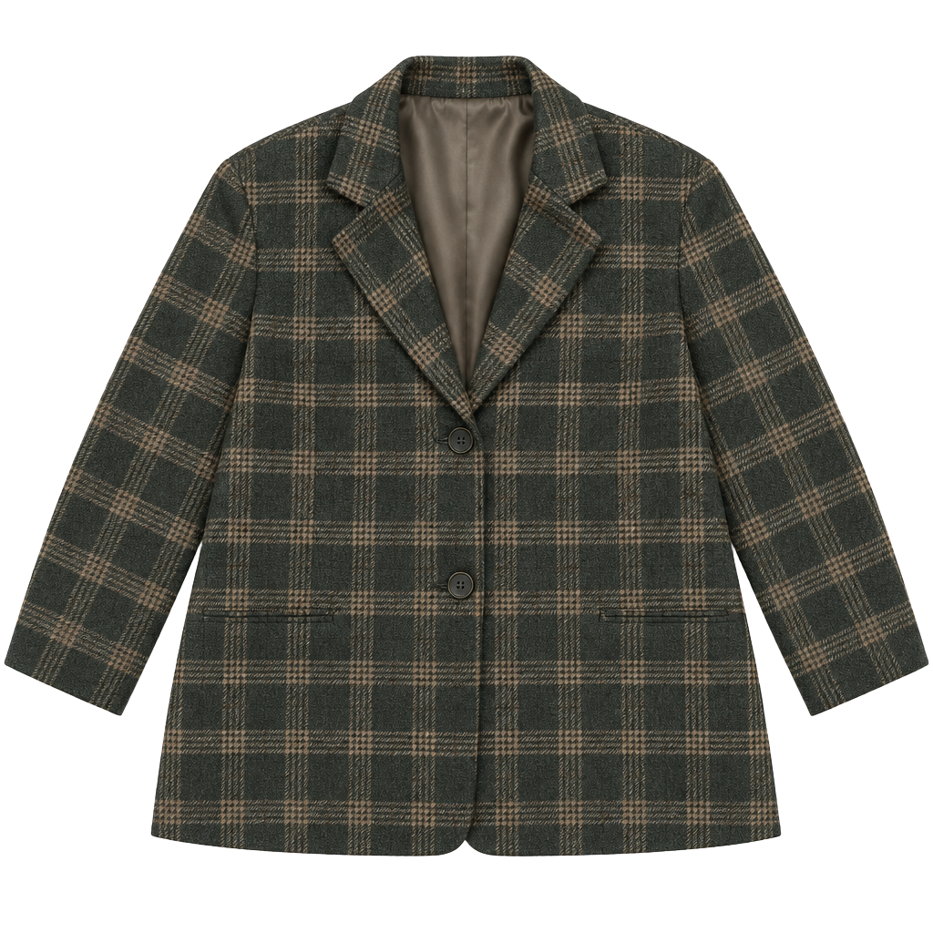 Talbots Woman Petite Blazer Size 18WP Green Plaid Wool Blend Jacket 1