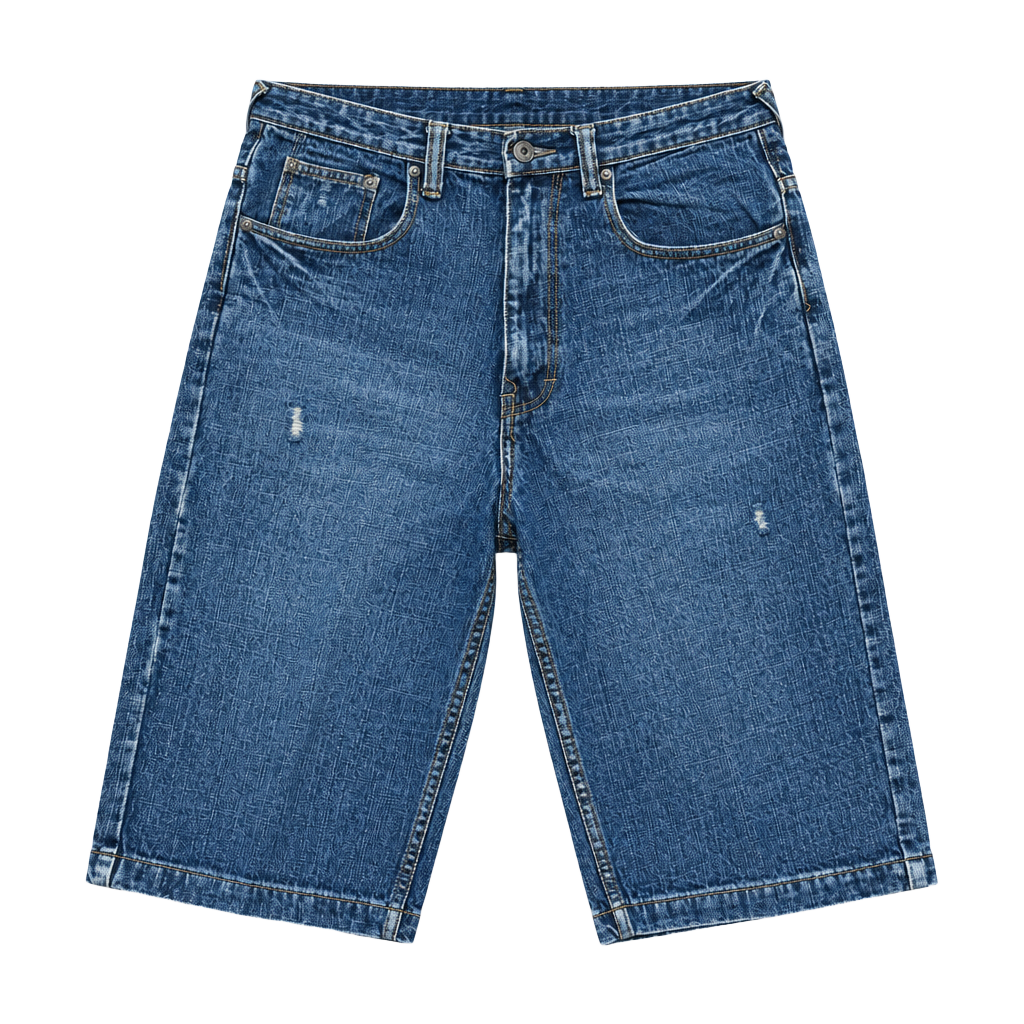 Vintage Denim Jean Shorts Distressed Embroidered Pockets 1