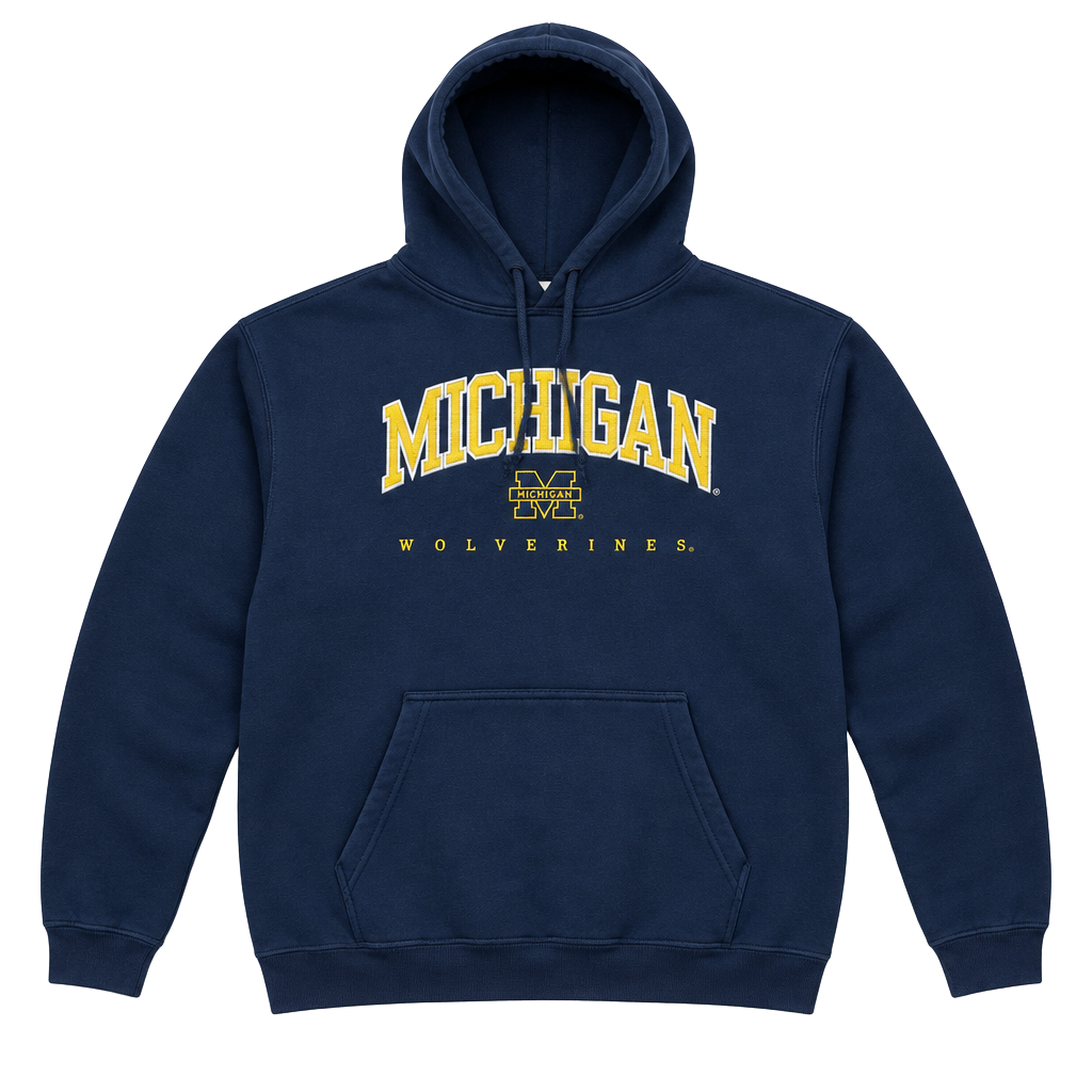 Varsity Athletic Michigan Wolverines Hoodie Size 2XL Blue Embroidered 1