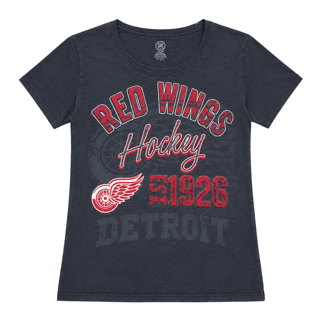NHL Detroit Red Wings Hockey T-Shirt Size L Dark Gray Graphic Tee 1