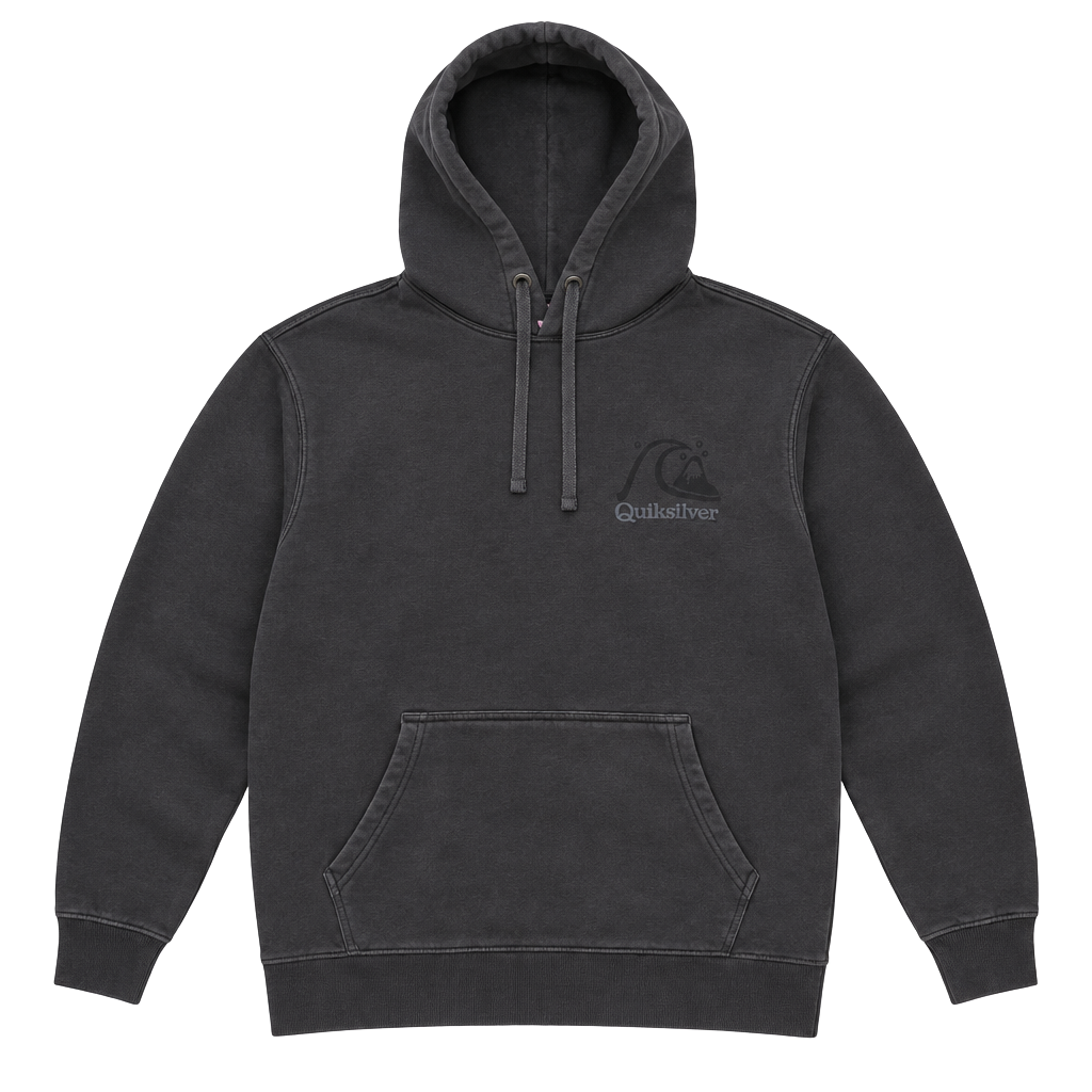 Quiksilver Hoodie Size M Black Graphic Pullover Sweatshirt 1