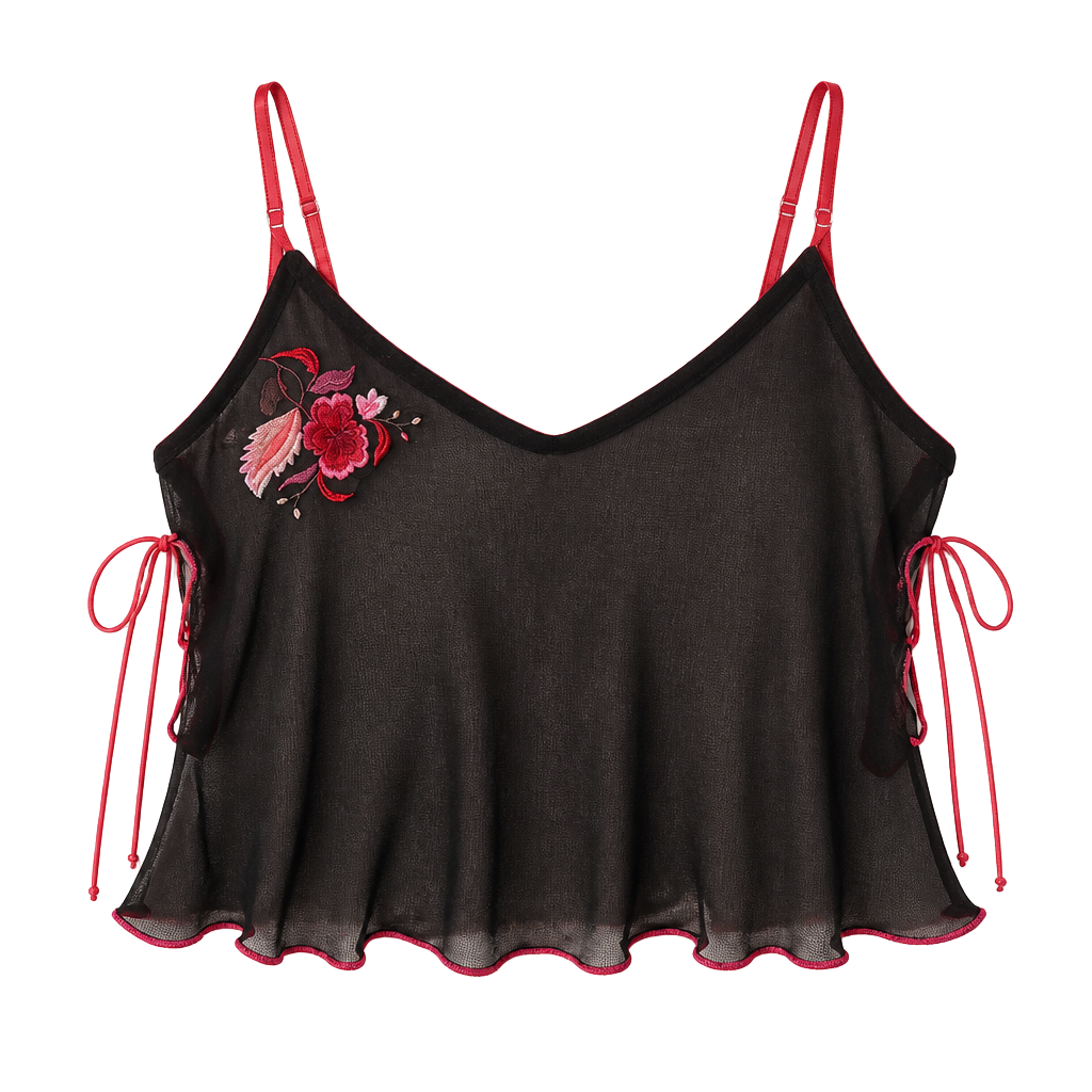 Sheer mesh camisole ties on the sides 1