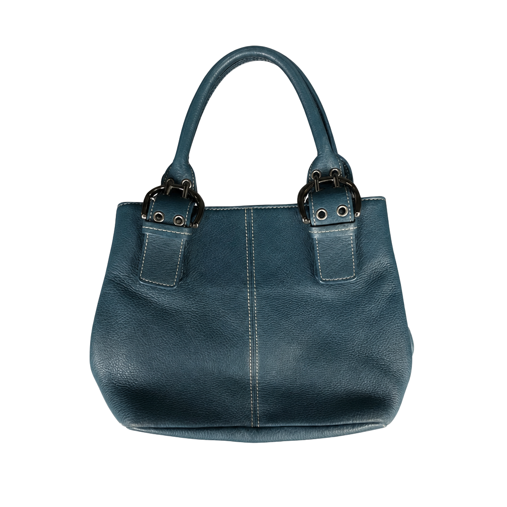 Tignanello Blue Pebbled Leather Shoulder Bag with Silver-Tone Hardware 1
