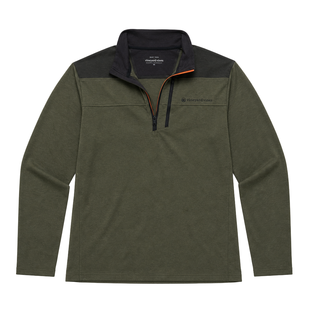 Vineyard Vines Men's On-The-Go Shep Shirt Quarter-Zip Pullover - Olive Green 1