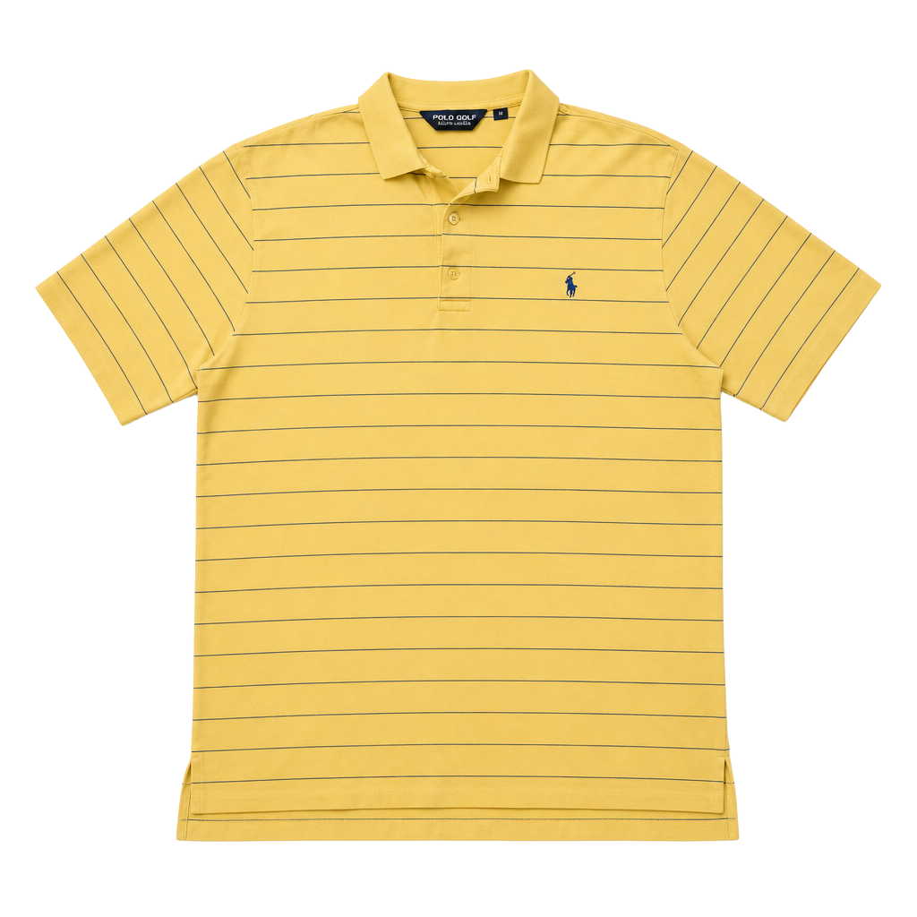 Polo Golf Ralph Lauren Men's Yellow and Blue Striped Short Sleeve Polo Shirt 1
