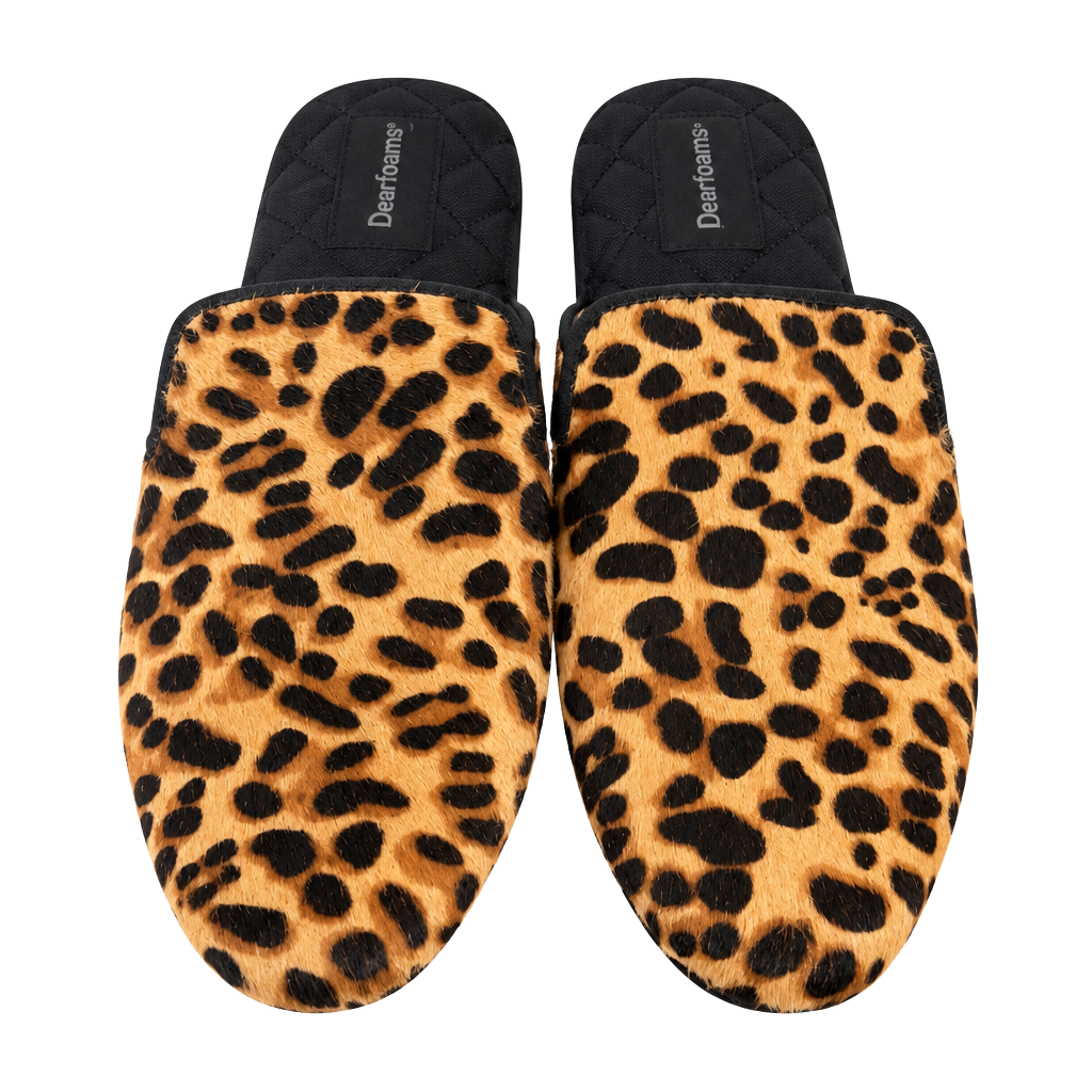 Birdies Slippers Leopard Print Calf Hair Mule Shoes 1