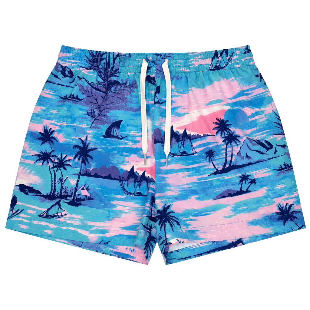 Chubbies Men’s Swim Trunks Size XL Blue Tropical Island Palm Tree 1