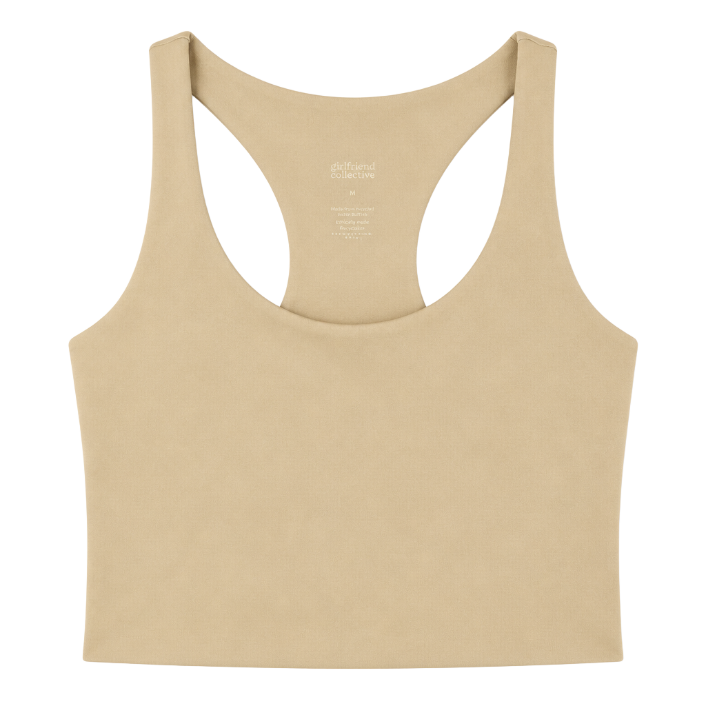 Girlfriend Collective Beige Recycled Polyester Spandex Athletic Tank Top Size M 1