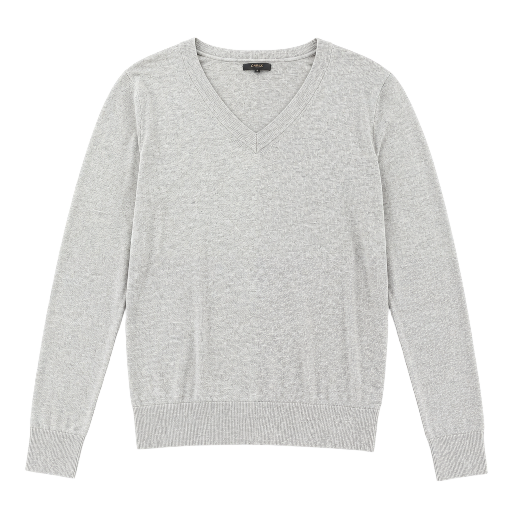 Quince V-Neck Long Sleeve Sweater Gray Size L 1