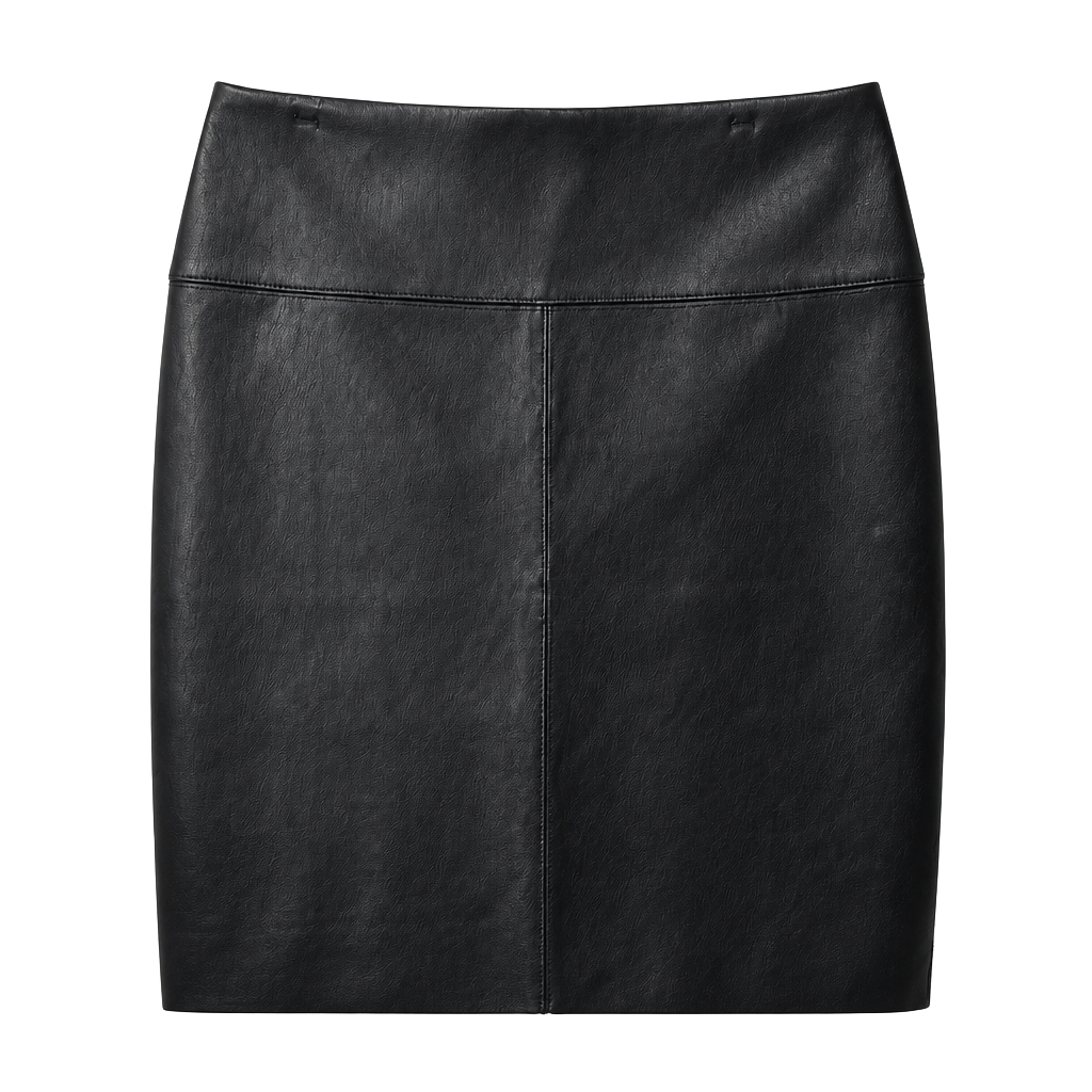 Michael Kors Black Faux Leather Skirt with gold zipper, Sz XL 1