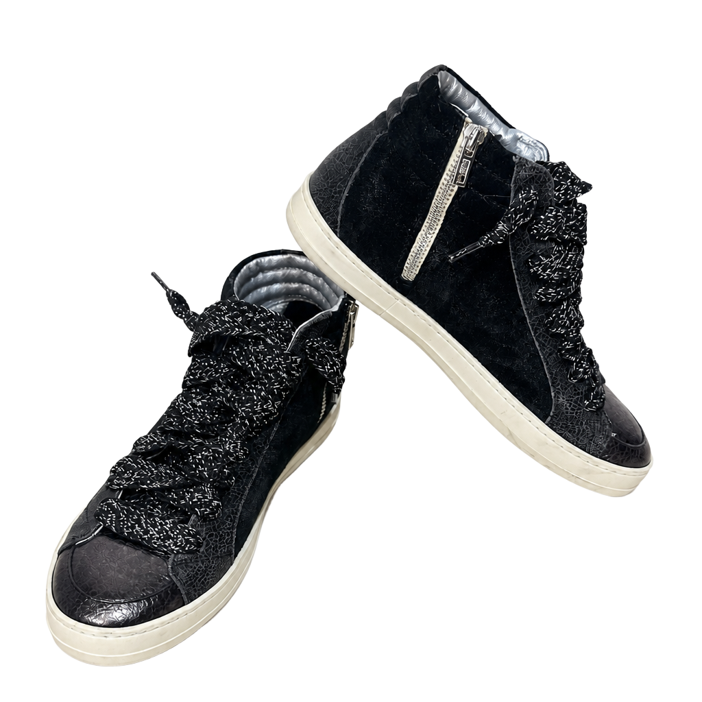 P448 Skate Boster Black Sequin High Top Sneakers, Sz 39 (8.5) 1