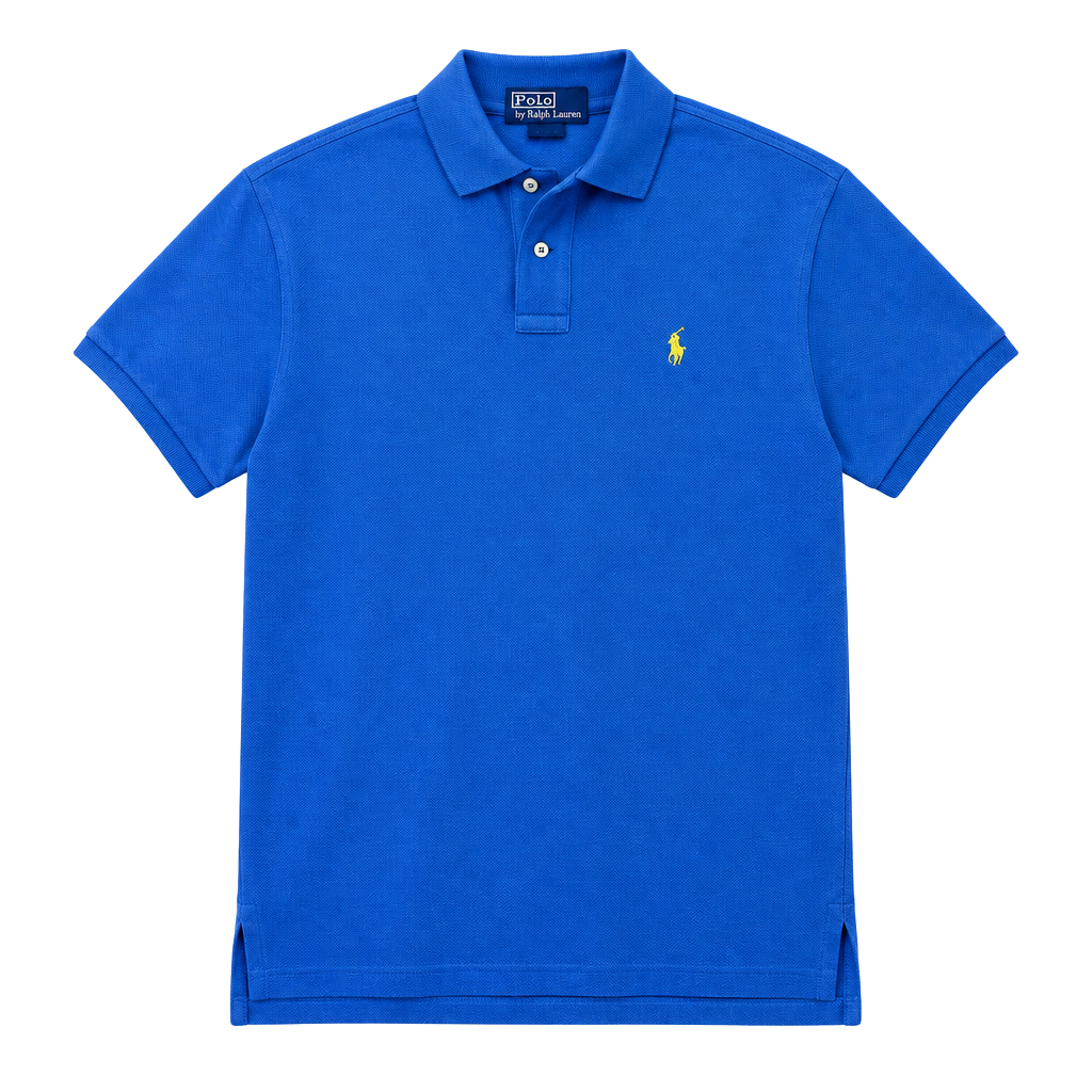 Polo Ralph Lauren Custom Fit Blue Polo Shirt with Yellow Pony - Size L 1