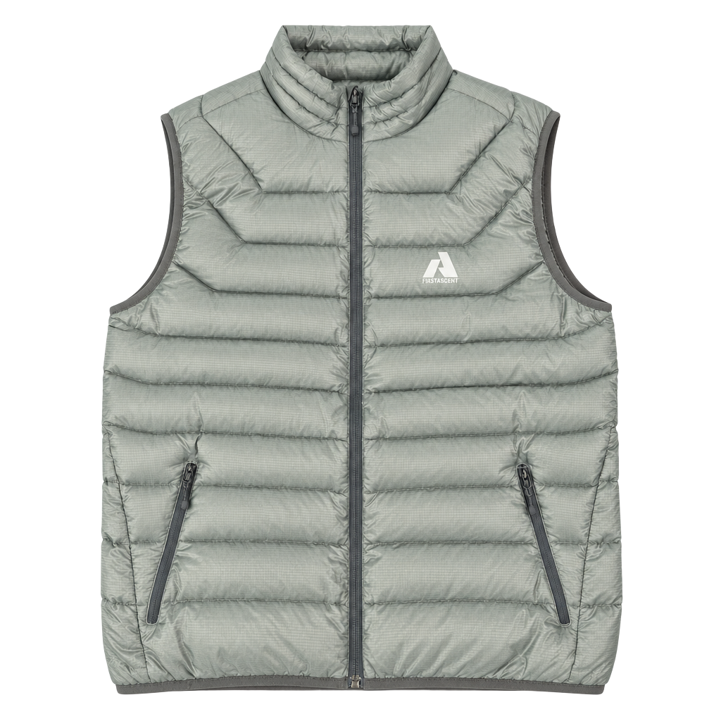 First Ascent Eddie Bauer Down Puffer Vest Size Large Grey Ripstop 1