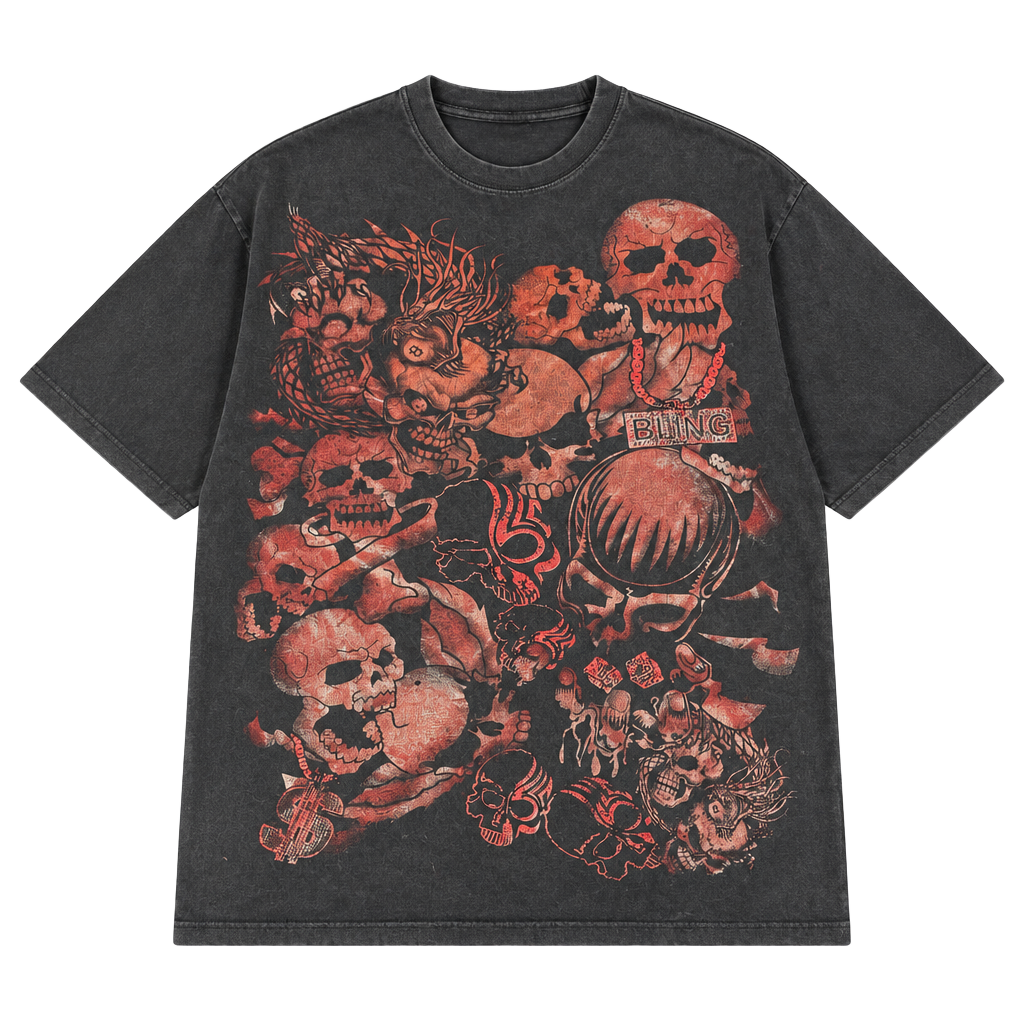 Club 21 Skull Bling Graphic T-Shirt 4XL Tall Black Pre-Shrunk 1