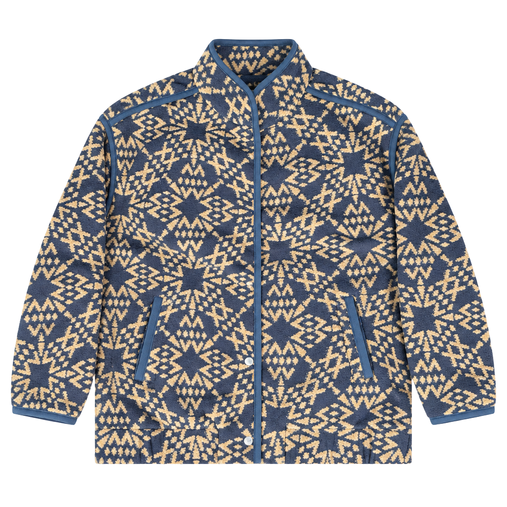 UGG Brigh Snap Fleece Jacket Size M Fair Isle Pattern 1