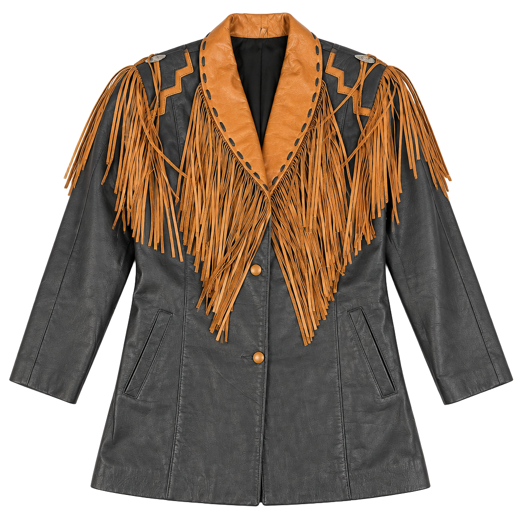 Lariat Leathers Fringe Leather Jacket Black Brown Western 1