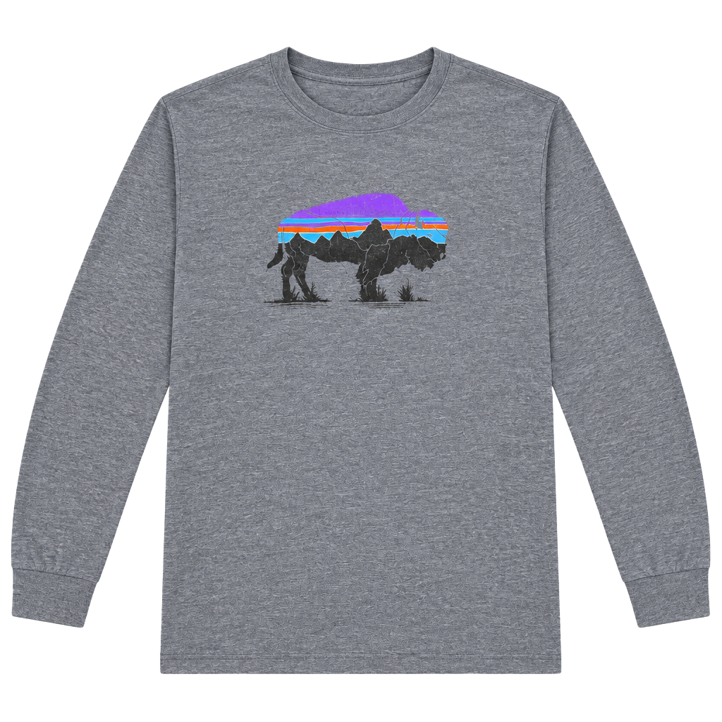 Patagonia Fitz Roy Bison Long Sleeve T-Shirt Size L Gray 1
