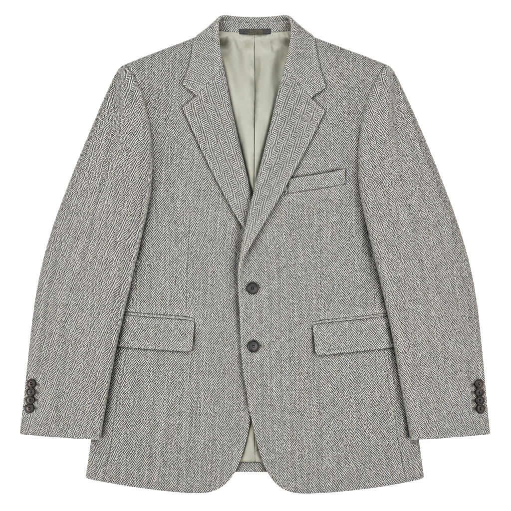 Harris Tweed Wool Sport Coat Gray Herringbone Blazer 1
