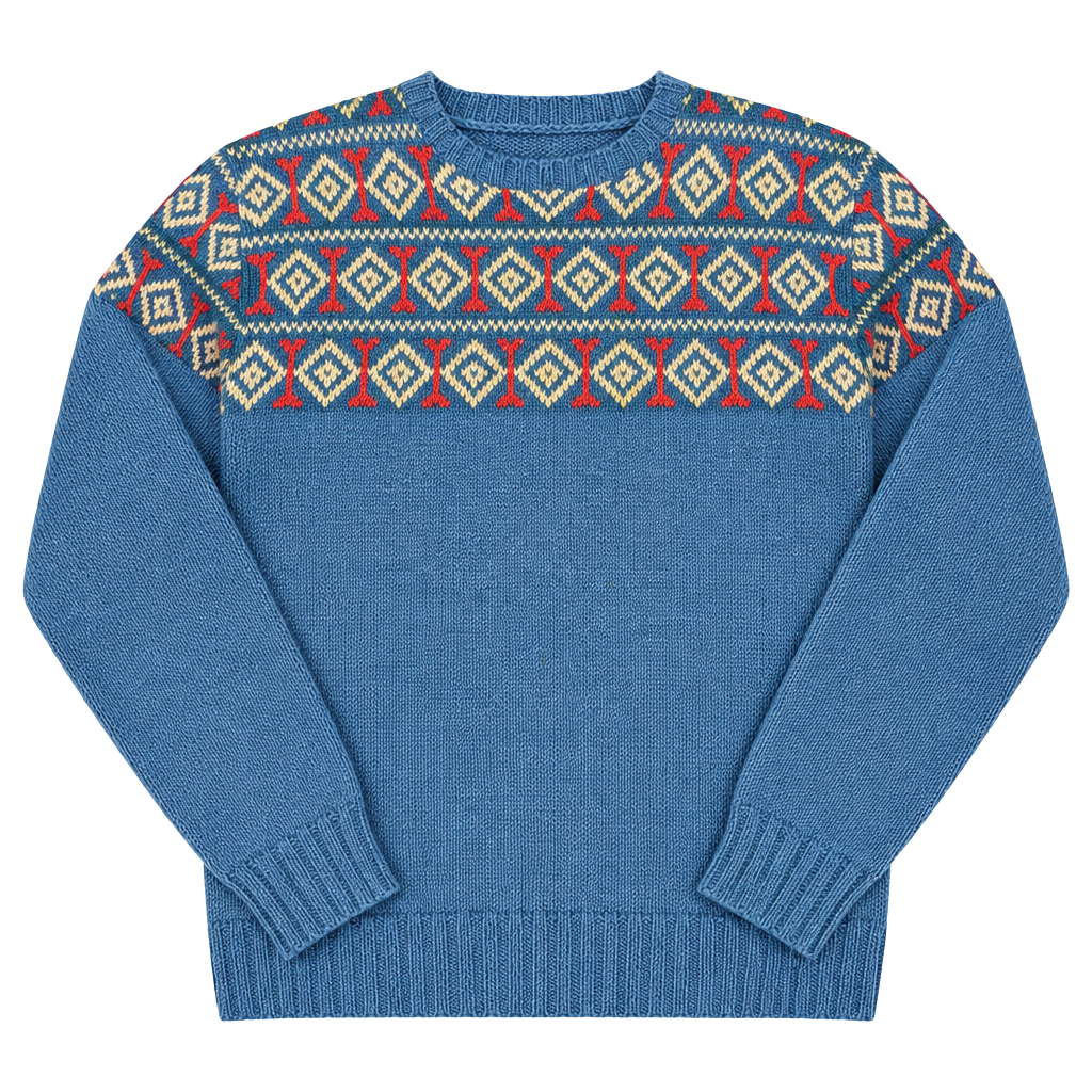 Husfliden Bergen Vintage Handknitted Norwegian Wool Sweater Blue 1