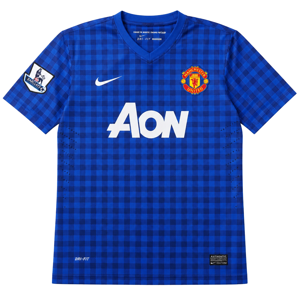 Manchester United 2012-2013 Blue Plaid Gingham Goalkeeper Jersey 1