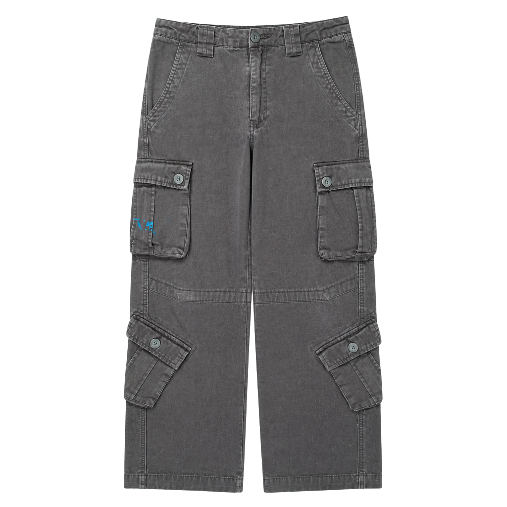 Matchstick Vintage Multi-Pocket Heavyweight Cotton Cargo Pants Charcoal 1
