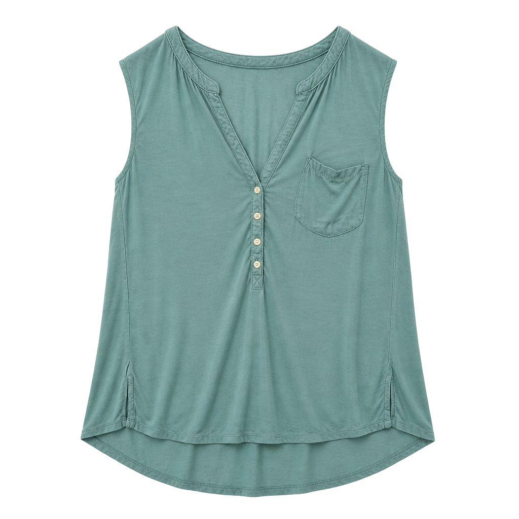 Lucky Brand Green Sleeveless Button Front Tank Top with Pocket Size S 1