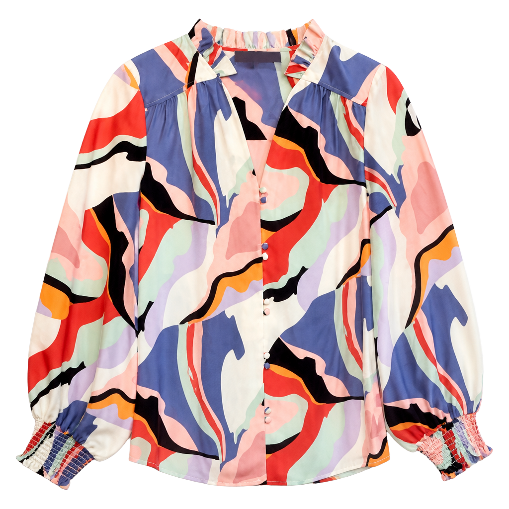 Crosby by Mollie Burch Josephine Blouse in Multicolored Abstract Print 1