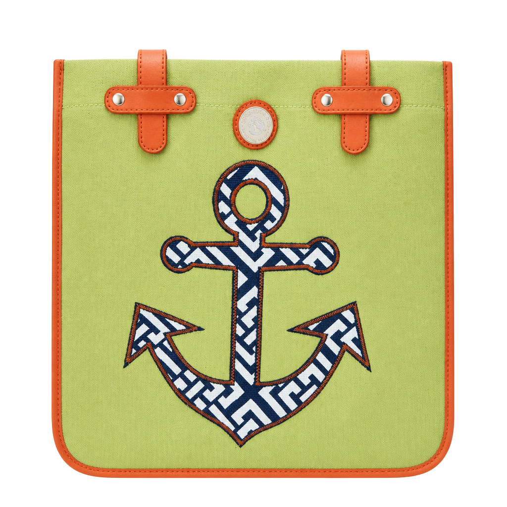 Spartina 449 Anchor Beach Bag Tote Green Orange 1
