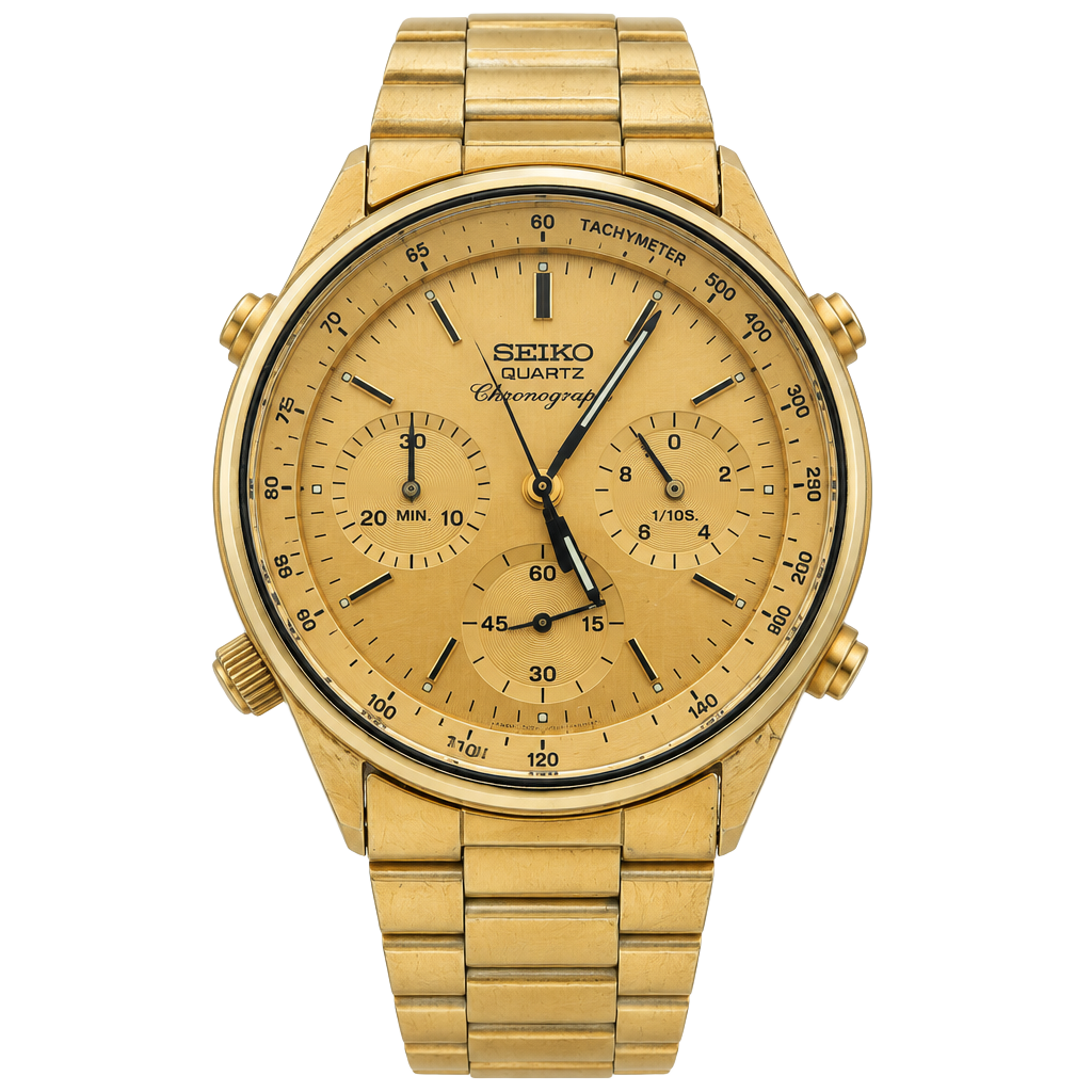 Seiko 7A28-7029 Chronograph Watch Gold Tone Stainless Steel 1