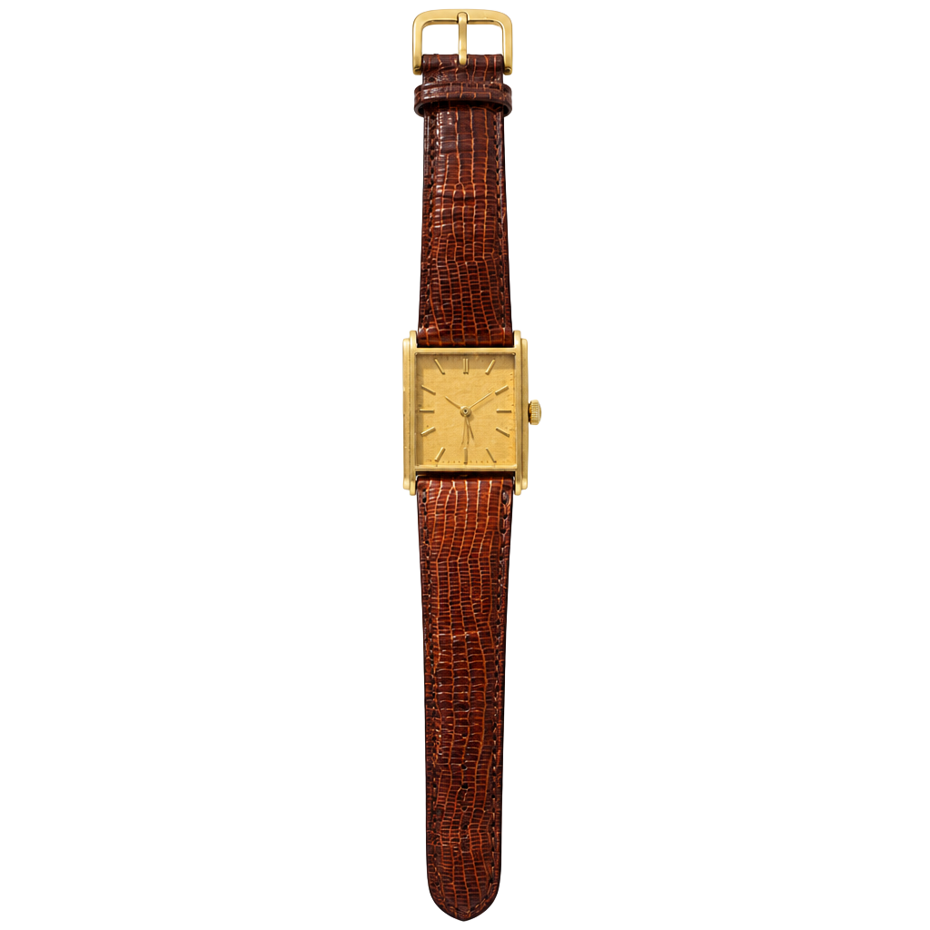 Seiko Quartz Tank Watch 5Y30-5069 Gold Tone Leather Strap 1