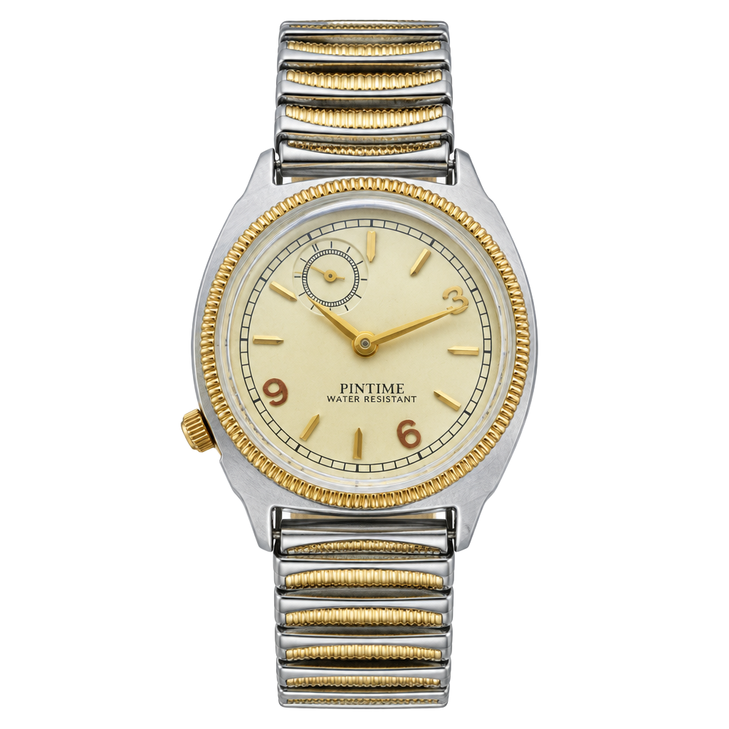Pintime PT-2548 Vintage Cushion Quartz Watch Two-Tone Expansion Band 1