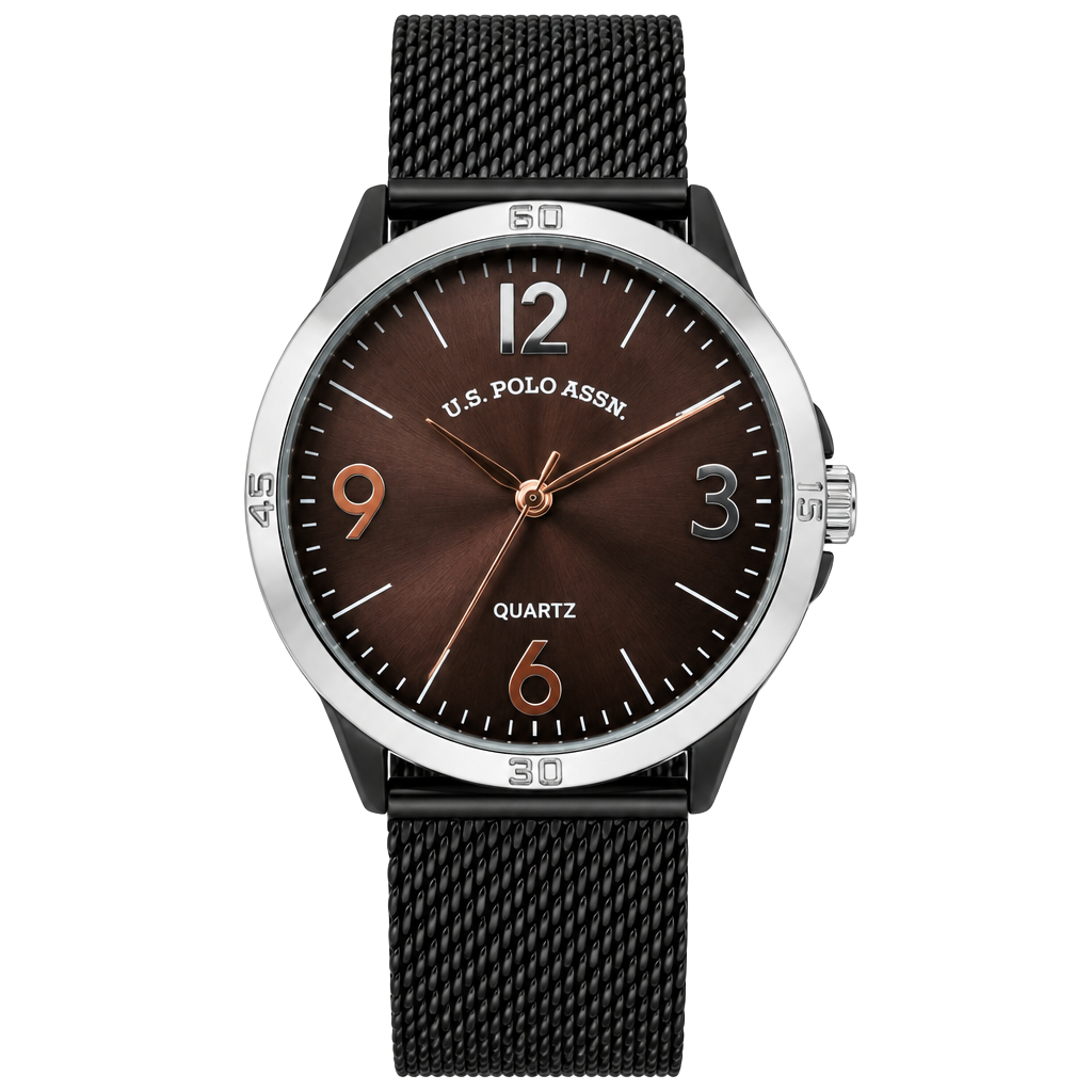 U.S. Polo Assn. Quartz Analog Watch USC80785BU Black Mesh Strap 1