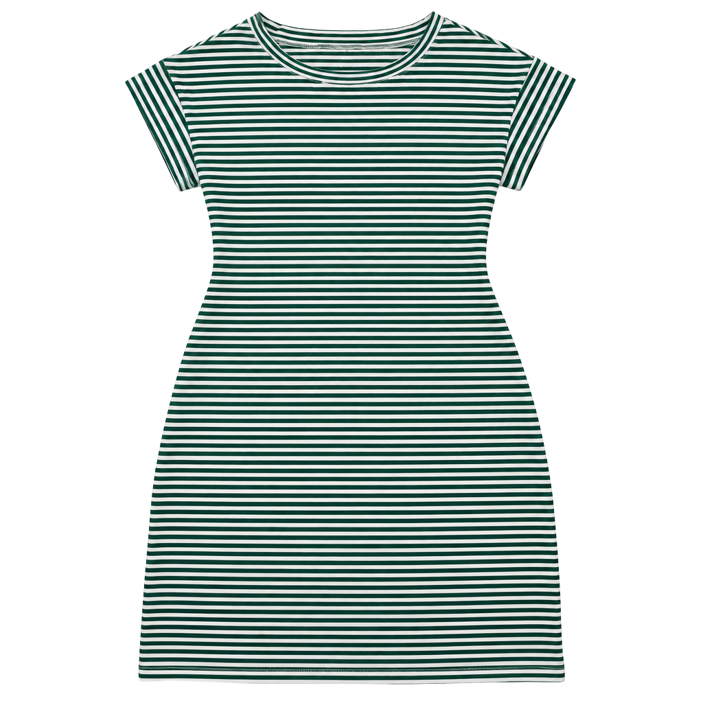 Ann Darling Striped Dress Size L Green White Short Sleeve T-Shirt Dress 1