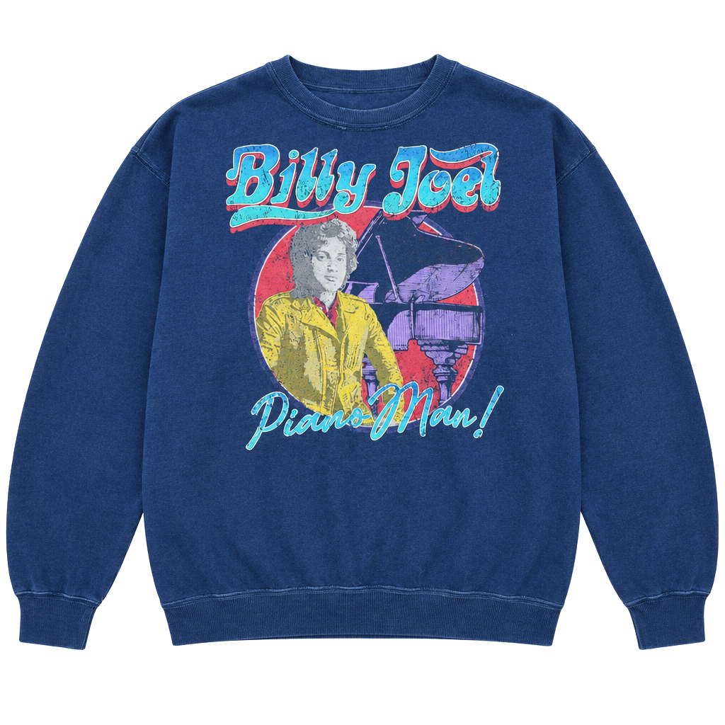 Billy Joel Piano Man Graphic Sweatshirt Size S Blue Cotton Blend 1