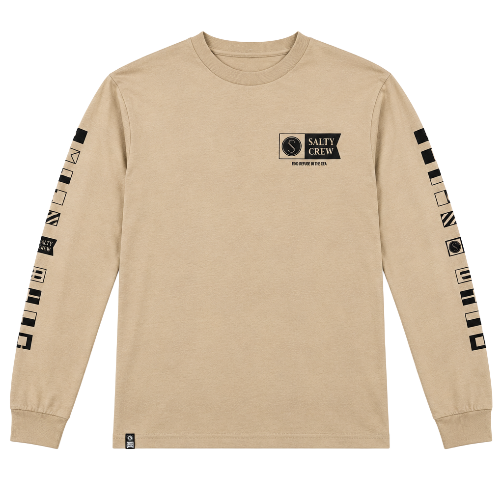 Kids Salty Crew Long Sleeve T-Shirt Size Small Tan Premium Find 1
