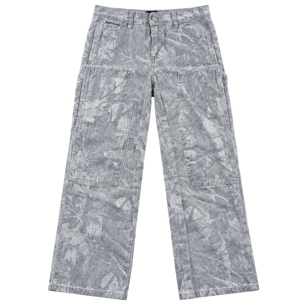 Kids RSQ Camo Carpenter Pants Size 12 Grey Leaf Print 1