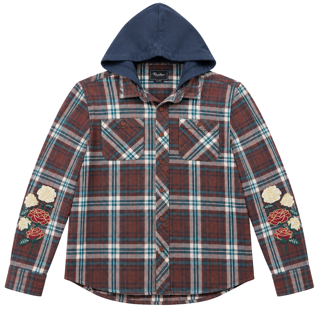 Primitive Skateboarding Layne Two-Fer Flannel Size L, Brown Plaid women’s Hoodie 1