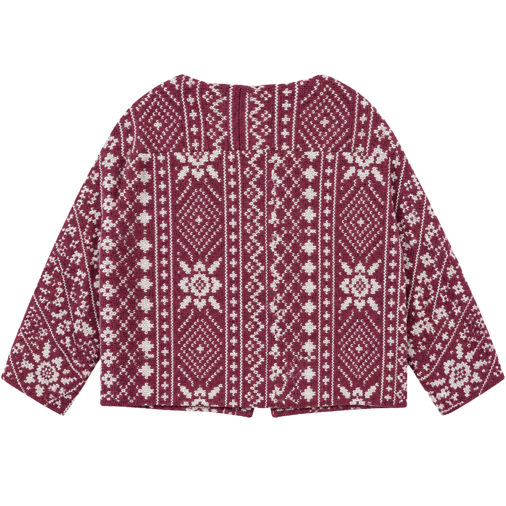 Cabi Fair Isle Cape Sweater Size M Red White Knit Poncho Cardigan 1