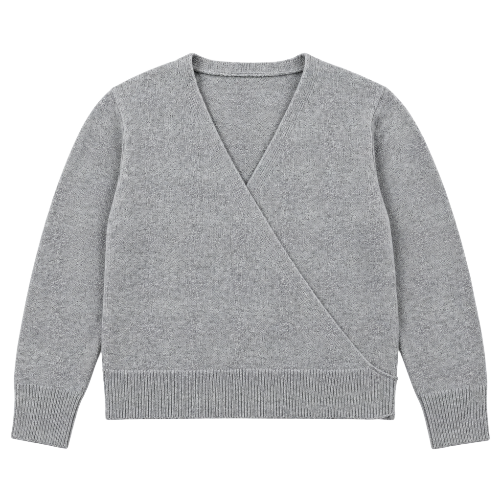 Gray Wrap V-Neck Sweater 1
