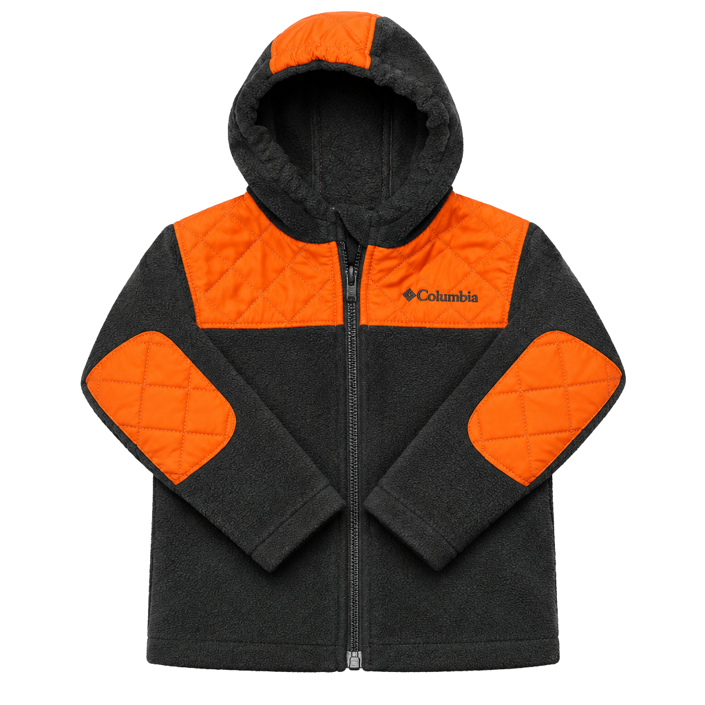 Columbia Rugged Ridge Hooded Fleece Jacket Size 24 Months Black Orange 1