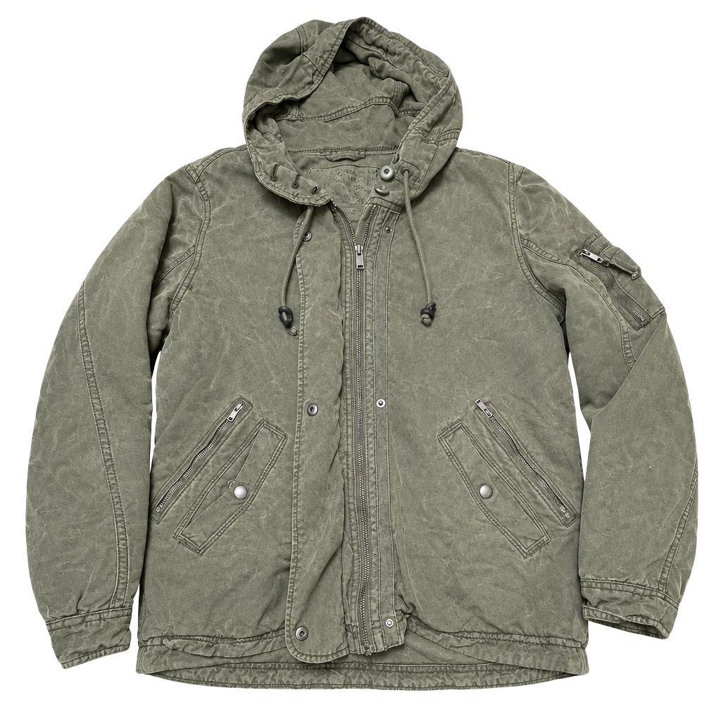 American Eagle Type AE-177 Hooded Jacket Size XL Olive Green Utility 1