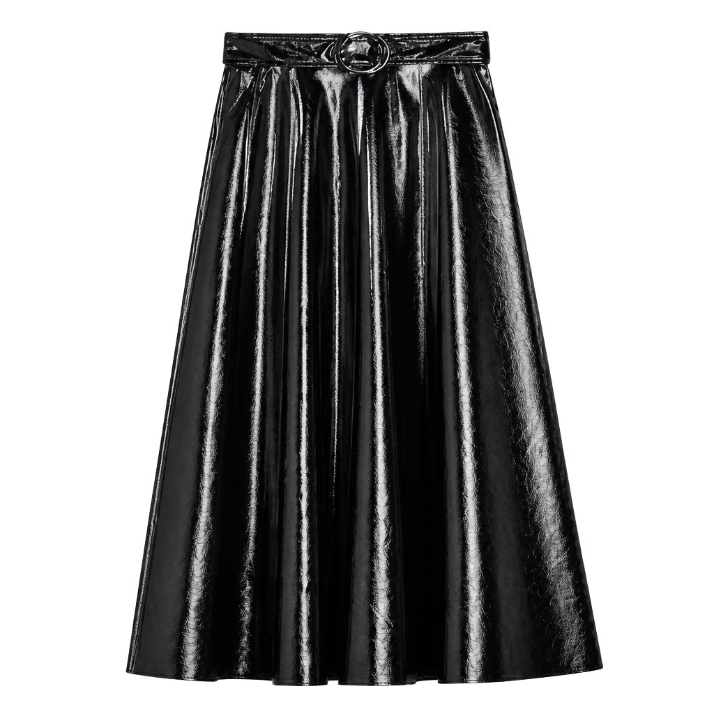 Topshop high-shine faux leather midi skirt. 1