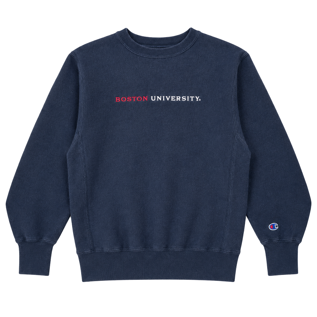 Vintage 1990s Champion Boston University Reverse Weave Sweatshirt Size Small Navy 1